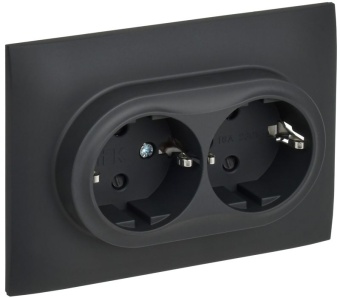 Розетка 2-м SKANDY 16А с заземл. защ. шторки в сборе SK-R07G графит IEK SK-R24-16-K53-F