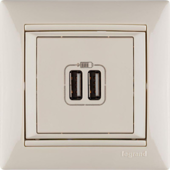 Розетка USB 2-м СП Valena сл. кость Leg 774170