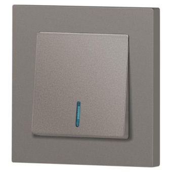 Выключатель 1-кл. СП Accent 6-102-09 10А IP20 250В с подсветкой AL/CU титан Intro Б0063460