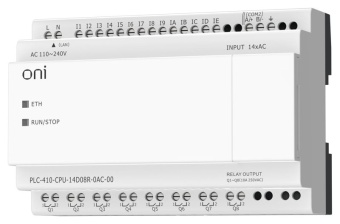 Модуль ЦПУ ПЛК 410 14 DI 8 RO 220В AC с Ethernet портом без экрана ONI PLC-410-CPU-14D08R-0AC-00