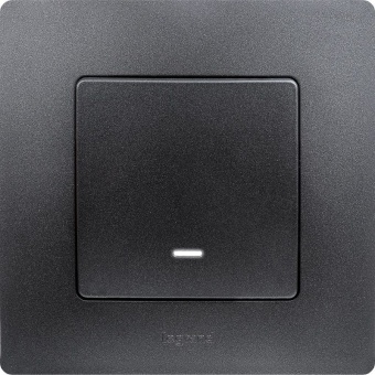 Выключатель 1-кл. СП Etika 10А IP20 250В 10AX с подсветкой/индикацией авт. зажимы механизм антрацит IEK 672603