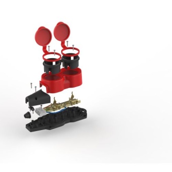 Колодка 2-м с заземл. 16A IP44 KX-2e-RED-IP44 каучук. красн. Эра Б0068443