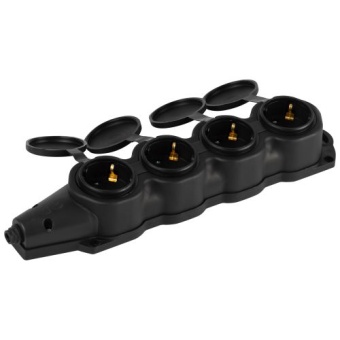 Колодка 4-м с заземл. 16A IP44 KX-4e-B-IP44 каучук. черн. Эра Б0068394