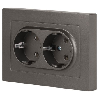 Розетка 2-м СП Accent 6-205-09 16А IP20 250В 2P+E Schuko AL/CU титан Intro Б0063500