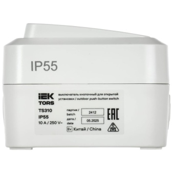 Выключатель кнопочный 1-кл. ОП TORS TS310 10А IP55 бел. IEK TS-V14-0-10-55-K01
