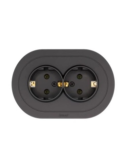 Розетка 2-м СП OSEN с заземл. ПБТ круглая механизм черн. бархат LEZARD 744-4200-127B