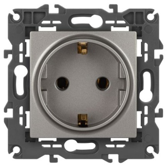 Розетка Elegance 14-2101-16 16А 250В 2P+E Schuko титан Эра Б0065802