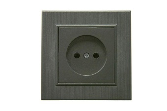 Розетка 1-м Karea LINE STAR без заземл. дым. металлик Makel 86050022