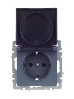 Розетка BRITE РСбш10-3-БрМ 16А IP20 с заземл. защ. шторки с крышкой механизм маренго IEK BR-R16-16-K35
