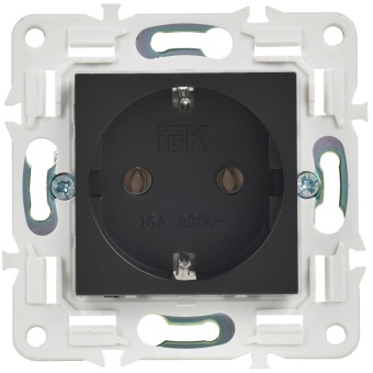 Розетка SKANDY 16А с заземл. без защ. шторок SK-R05Bl черн. IEK SK-R11-16-K02
