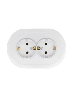 Розетка 2-м СП OSEN с заземл. ПБТ круглая механизм бел. LEZARD 744-0200-127B