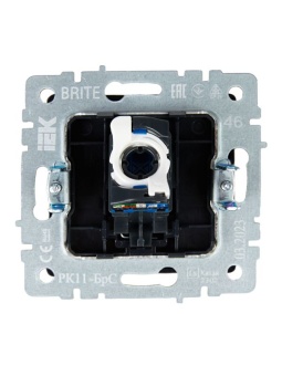 Розетка компьютерная СП RJ45 кат.6 BRITE РК11-БрС механизм сталь IEK BR-K10-2-K46