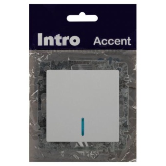 Выключатель 1-кл. СП Accent 6-102-01 10А IP20 250В с подсветкой AL/CU бел. Intro Б0063445