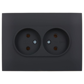 Розетка 2-м SKANDY 10А без заземл. без защ. шторок в сборе SK-R10G графит IEK SK-R20-10-K53-F