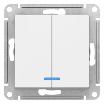 Выключатель 2-кл. AtlasDesign (сх. 5а) 10AX с подсветкой механизм лотос SE ATN001353