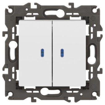 Выключатель 2-кл. СП Elegance 14-1105-01 10А IP20 250В 10AX с подсветкой механизм бел. Эра Б0034237