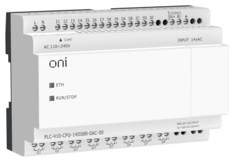 Модуль ЦПУ ПЛК 410 14 DI 8 RO 220В AC с Ethernet портом без экрана ONI PLC-410-CPU-14D08R-0AC-00