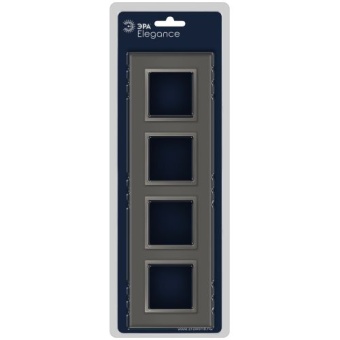 Рамка 4-м Elegance 14-5104-16 для розеток и выключателей стекло титан Эра Б0065839