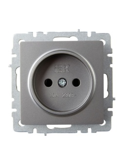 Розетка 1-м СП BRITE РС10-1-0-БрС 10А без заземл. без защ. шторок механизм сталь IEK BR-R10-10-K46