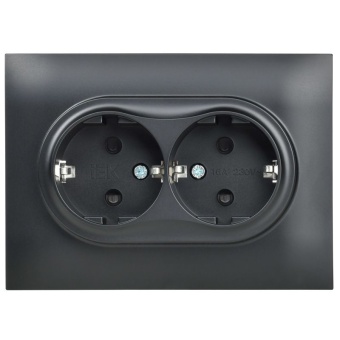 Розетка 2-м SKANDY 16А с заземл. защ. шторки в сборе SK-R07Bl черн. IEK SK-R24-16-K02-F