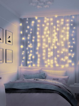 Гирлянда "Занавес" LDCL720-WW-E 720 тепл. Бел. светодиодов 2.4х2м 24 нитей соединяемый до 8шт для помещений SHLights 4690601045294