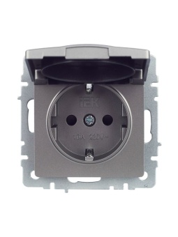 Розетка BRITE РСбш10-3-БрС 16А IP20 с заземл. защ. шторки с крышкой механизм сталь IEK BR-R16-16-K46