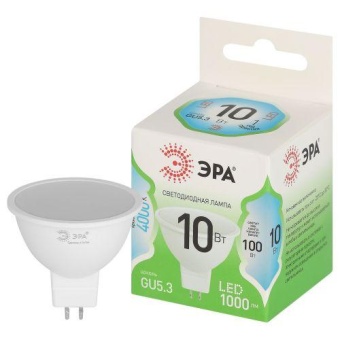 Лампа светодиодная GREEN LINE MR16-10W-840-GU5.3 GL 10Вт софит 4000К яркий свет бел. GU5.3 Эра Б0067064