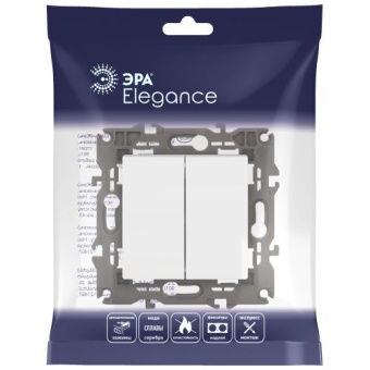 Выключатель 2-кл. СП Elegance 14-1104-01 10А IP20 250В 10AX механизм бел. Эра Б0034229