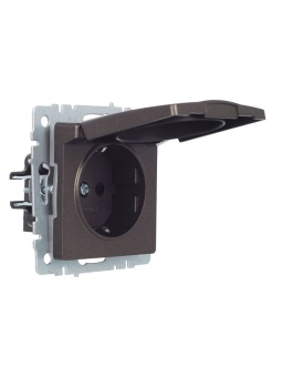Розетка BRITE РСбш10-3-44-БрТБ 16А IP44 с заземл. защ. шторки с крышкой механизм бронза IEK BR-R16-16-44-K45