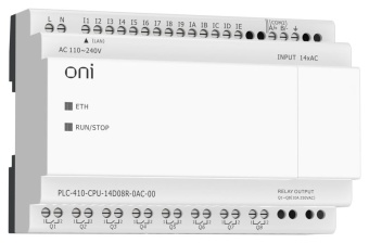 Модуль ЦПУ ПЛК 410 14 DI 8 RO 220В AC с Ethernet портом без экрана ONI PLC-410-CPU-14D08R-0AC-00