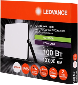 Прожектор светодиодный СДО FL ECO 100W 740 G4 уличный матов. стекло алюм. черн. LEDVANCE 4099854400155