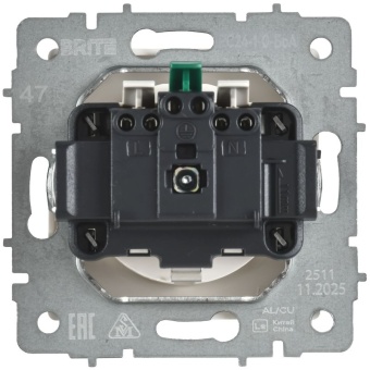 Розетка 1-м BRITE РС24-1-0-БрА 16А IP20 с заземл. с защ. шторк. безвинтов. крепл. механизм алюм. IEK BR-R14-16-1-K47