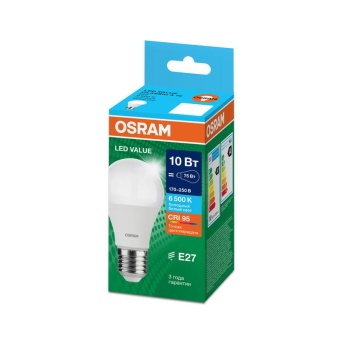 Лампа светодиодная LED G4 Value LVCLA75 10W/965 CRI95 10Вт 6500К 1000лм грушевидная матов. E27 170-250В OSRAM 4058075578913