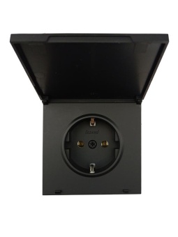 Розетка 1-мест. с/з с крышкой ПБТ СП ZIMA IP20 16А безвинт. зажим черн. бархат LEZARD 704-4288-123BQC
