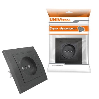Розетка 1-м СП Бриллиант 16А IP20 без заземл. защ. шторки в сборе графит Universal 7947595-Gr
