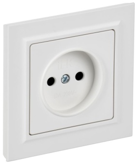 Розетка BRITE РСР10-1-0-БрАБ 10А в сборе без заземл. без защ. шторок арктич. бел. IEK BR-R10-10-K91-F