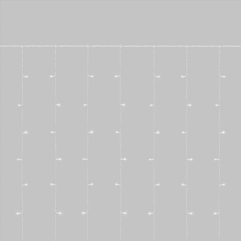 Гирлянда светодиодная занавес 3х2м 264 LED бел. прозр. ПВХ IP44 эффект мерцания 22 нити 12 LED/нить Neon-Night 235-525