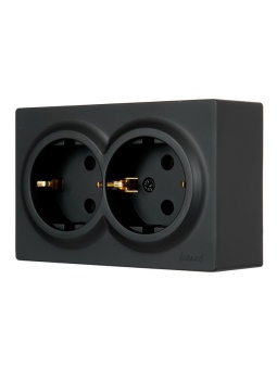 Розетка 2-м ОП LETO с заземл. закрытый корпус ПБТ черн. бархат LEZARD 752-4200-127B