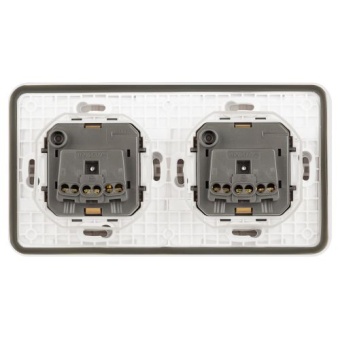 Розетка Эксперт 11-2523-01 2х2P+E гориз. IP55 16А-250В СУ бел. Эра Б0063276