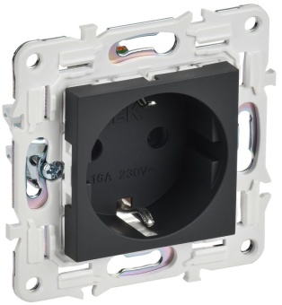 Розетка SKANDY 16А с заземл. защ. шторки SK-R04G графит IEK SK-R14-16-K53