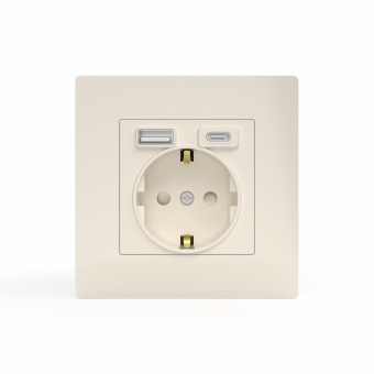 Розетка 1-м СП Pixel IP20 с заземл. с 2-мя заряд. устр. USB тип A+C механизм беж. TOKOV ELECTRIC TKE-PX-R1U2AC-C02