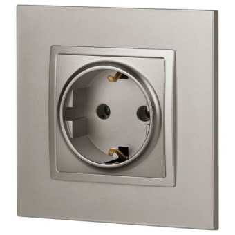 Розетка Elegance 14-2101-16 16А 250В 2P+E Schuko титан Эра Б0065802