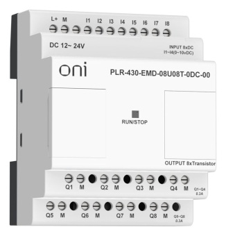 Модуль расширения входов выходов ПЛК 430 4 DI 4 UI (0-10В/DI) 8 TO 24В DC ONI PLR-430-EMD-08U08T-0DC-00