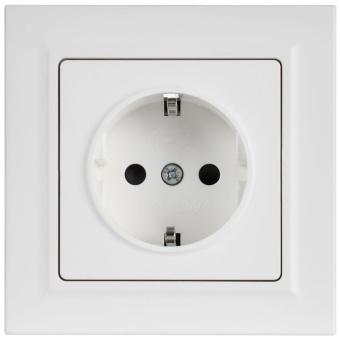 Розетка BRITE РСР14-1-0-БрАБ 16А в сборе с заземл. защ. шторки арктич. бел. IEK BR-R14-16-K91-F