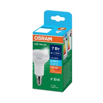 Лампа светодиодная LED G4 Value LVR5060 7W/965 CRI95 7Вт 6500К 700лм грибовидная матов. E14 170-250В OSRAM 4610590511723
