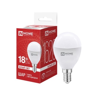 Лампа светодиодная LED-ШАР-VC 18Вт шар 4000К E14 1620лм 230В IN HOME 4690612065366