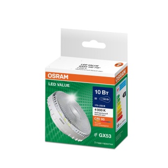 Лампа светодиодная LED G4 Value LVGX53100 10W/940 CRI95 10Вт 4000К 1000лм таблетка прозр. GX53 170-250В OSRAM 4610590510245