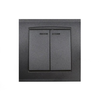 Выключатель 2-кл. СП Бриллиант 10А IP20 с подсветкой в сборе графит Universal 7947410-Gr