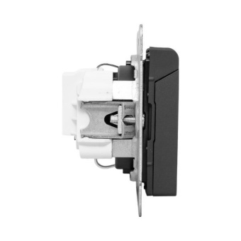 Розетка СП Эпика 16А IP44 с заземл. защ. шторки с крышкой механизм черн. EKF UP1-SOB-111-44