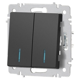 Выключатель 2-кл. СП Accent 6-105-05 10А IP20 250В с подсветкой AL/CU антрацит Intro Б0063516